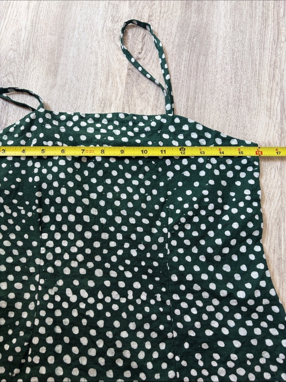 Osei Duri linen Bosca tank Green Polka Dot Spaghetti Strap Cami XS anthro - Picture 7 of 8